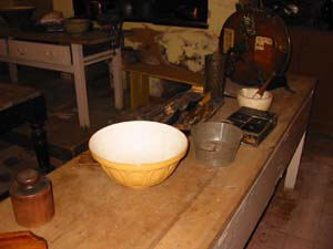 big kitchen table with large bowl